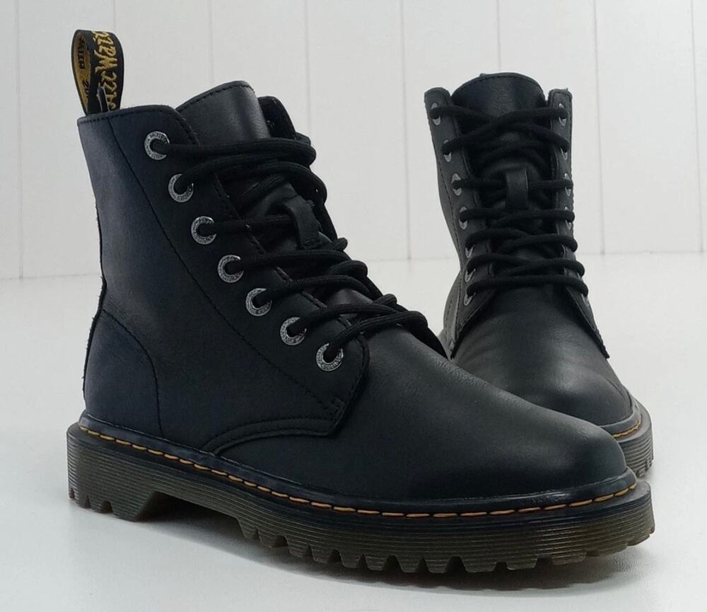 Dr Doc Martens Luana Moto Black Leather Combat Boots US Women’s Size 6